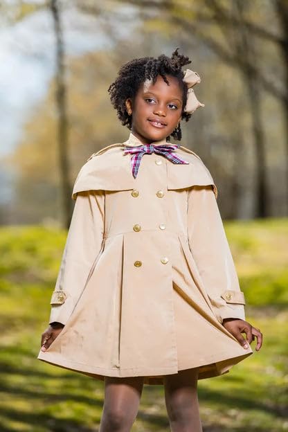Classic Trench Coat for Girls with Festive Bow Detail4