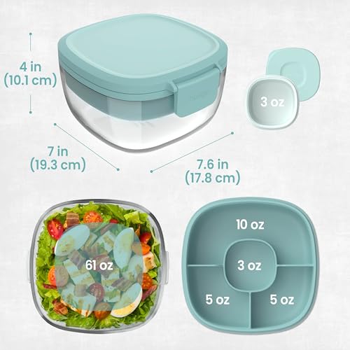Image of Bentgo Glass Salad Container with Airtight Lid & Leak-Proof Sauce Cup