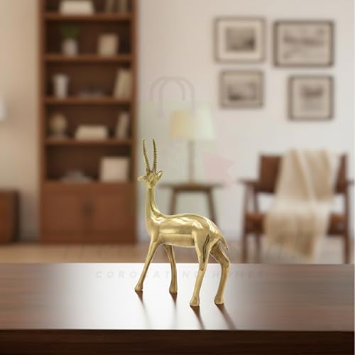 Image of Brass Deer Pair Statue | Weight - 1670 G Approx | Vastu Shastra & Feng Shui Remedies | Home Decor | Vastu Remedy | Size- 9 Inch Approx | Pack of 2