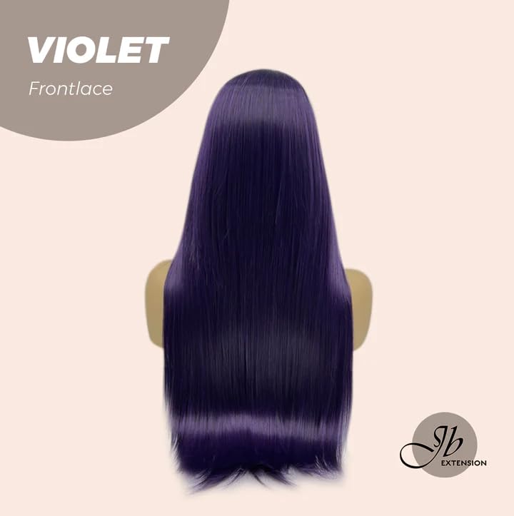 Miniatura 3 de Lace Front Wig VIOLET Straight Long Dark Purple Wigs for Women Natural Synthetic Wigs for Daily Use (pelucas de cabello natural)