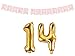 Produktbild DaLoKu Happy Birthday Geburtstag Luftballon 35cm Folienballon Banner Zahl Alter, Größe: 14 rosa/Gold