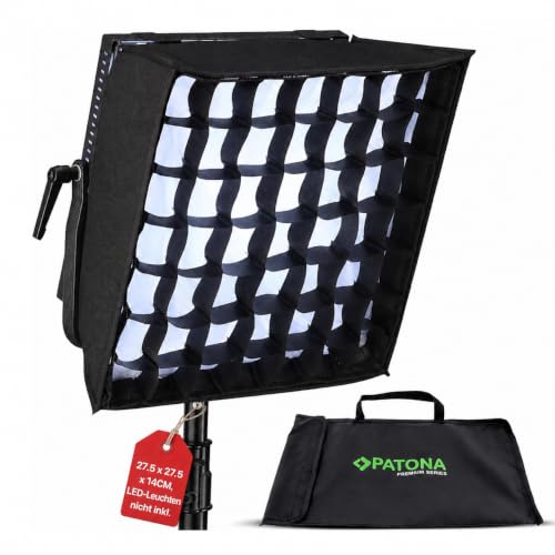 PATONA Premium Softbox mit Wabengitter | Universellem Bowens-Anschluss für Diverse LED-Video- und Fotoleuchten | 27 5 cm Softbox für Studiobeleuchtung Foto- und Videografie Inklusive Tragetasche