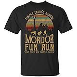 LONTSE Middle Earth's Annual Mordor Fun Run one Does not Simply Walk T-Shirt for Men Black