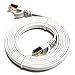 Tera Grand - 6FT - CAT7 10 Gigabit Ethernet Ultra Flat Patch Cable for Modem Router LAN Network, Gold Plated Shielded RJ45 Connectors, Faster Than CAT6a CAT6 CAT5e, White
