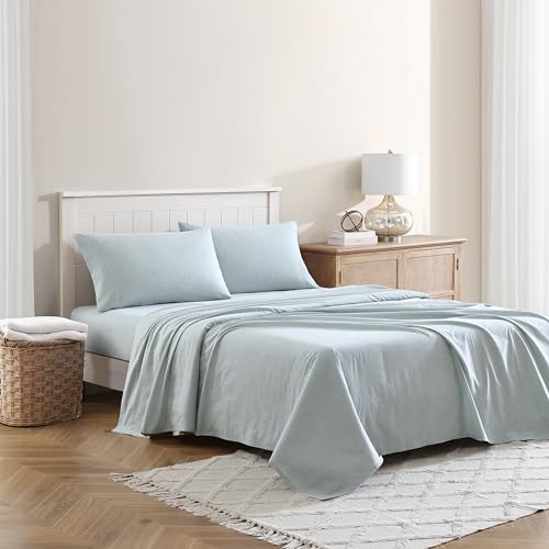 1888 Mills Easy Eco 4pc Sheet Set, 100% Bleach Safe, Benzoyl Peroxide Resistant, Sustainably Made, Lasting Quality, Melange Color, Durable Design, Full - Green Melange