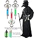 Absolute Vibe Plague Doctor Costume Set Halloween Props Renaissance Medieval Monk Priest Cosplay Outfit Mask Hat Robe Cane (Black, S)