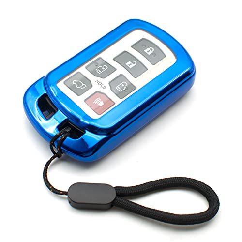 MECHCOS Compatible with 2011-2020 Toyota Sienna HYQ14ADR Blue TPU Smart 6 Buttons Key Fob Cover Case Remote Holder Skin Protector Keyless Entry Sleeve Accessories