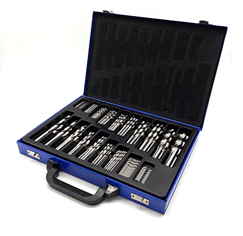 CF Technik Bohrerset 170 tlg. HSS-G Metallbohrer DIN 338 Bohrer geschliffen 1-10 mm im blauem Koffer Cover