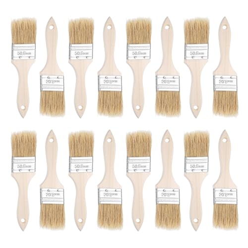 QUARKZMAN 24Pcs Pinsel 2 Breite Naturborsten Flachpinsel mit Holzgriff für Wand, Schränke, Zäune