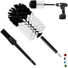 Wheel Brush Kit, Soft Drill Wheel Cleaner Brush, No Scratches Highly Dense Car Cleaning Brush Set for Wheels, Rims, Engines, ExhaustWhite/Black,2Pcs