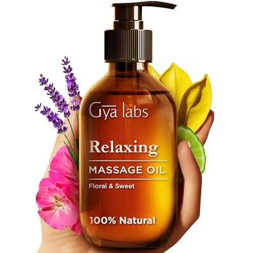 Gya Labs Relaxing Massage Oil for Sore Muscles – 100% Pure Natural Spa Quality for Skin & Body Relaxing, Warming Massage Oil with Non Greasy for Men & Women (200 ml)