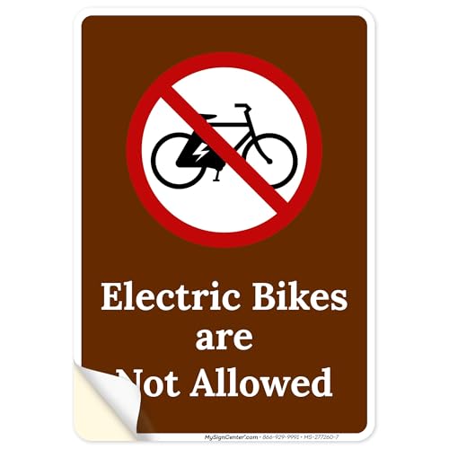 Electric Bikes Are Not Allowed Sign, 10x7 Inches, 4 Mil