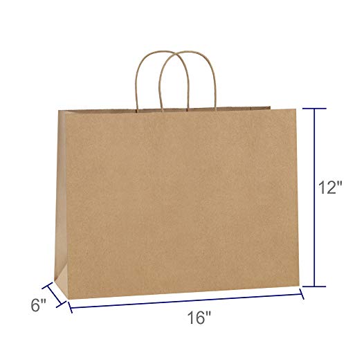 BagDream 100Pcs 16x6x12 Inches Kraft Paper Bags with Handles Bulk Gift Bags Shopping Bags for Grocery, Merchandise, Recycled Large Brown Paper Bags - Image 3