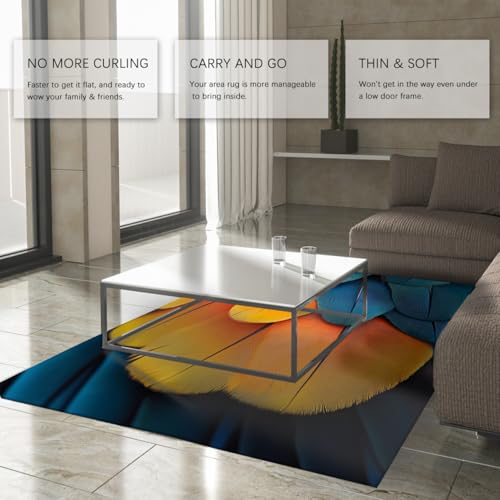 Tapis motif oiseaux abstraits grand format lavable et antidérapant