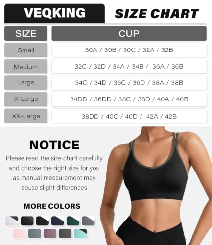 Image of VEQKING Strappy Cross Back Sports Bra for Women Removable Padded Yoga Bras
