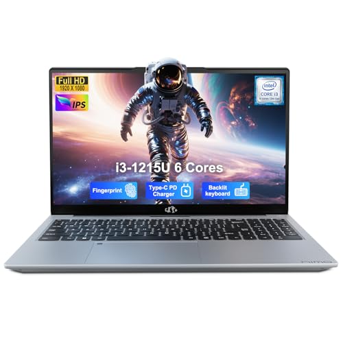 Image of NIMO 15.6 inch FHD IPS Laptop, Core i3-1215U 6-Core Up to 4.4GHz (Beats R5 7520U), 8GB RAM 256GB SSD, Wi-Fi 6, Backlit Keyboard, Fingerprint Reader, 65W Type-C Charging, Student & Business Notebook