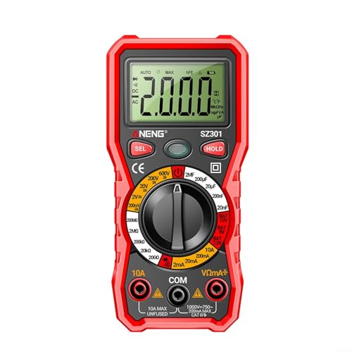 Getdoublerich - Multimètre numérique professionnel SZ301 avec arrêt automatique et porte-stylo intégré pour une utilisation pratique (Noir)
