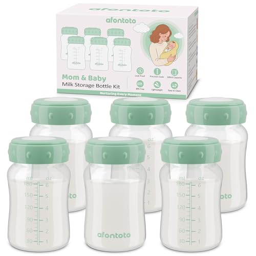 6PCS Breastmilk Storage Bottle Compatible with Momcozy Breastmilk Cooler 22oz, Breast Milk Containers for Fridge, Wide-Neck Baby Bottles for Pumping Fit Spectra S1-S2-SG-9Plus -Motif Luna Pumps,Green
