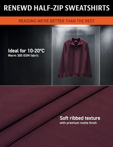 Image of DAMENSCH ReNEWd Soft Ribbed Texture, Strong Durable Fabric, Dyes Ottoman Half-Zip Sweatshirts