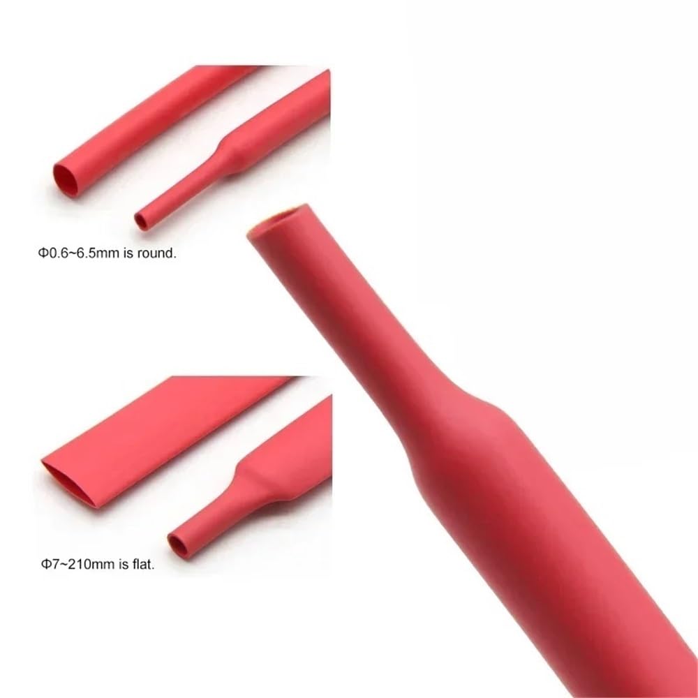 Gaines thermorétractables en PVC, Tube thermorétractable électrique rouge, plusieurs tailles, 1 à 5 m, rapport 2:1(25MM*5METERS)