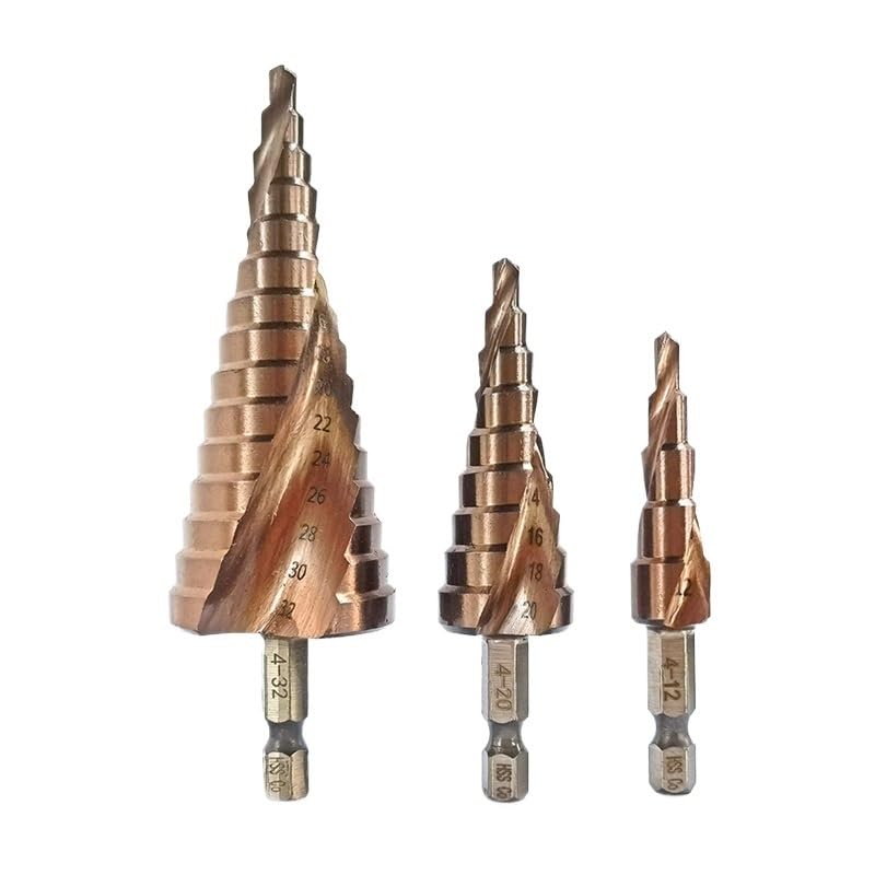 1/3 Uds 4-12/4-20/4-32mm 5% M35 Juego De Brocas Escalonadas HSS-CO Cónico Kit De Brocas HSS Vástago Hexagonal Con Ranura En Espiral for Acero Inoxidable(3Pcs)