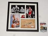 BOB PETTIT SIGNED 12X12 FRAMED FLOORBOARD COLLAGE HALL OF FAME JSA COA