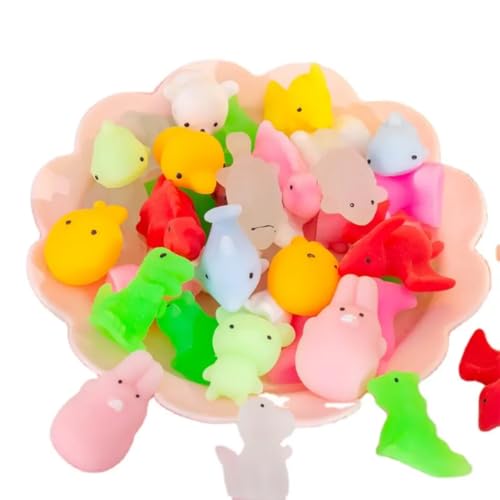 Image of Glow in The Dark Mini Squishy Animal Toys, Kawaii Stress Relief Mochi Squishies,, (30 Pieces)