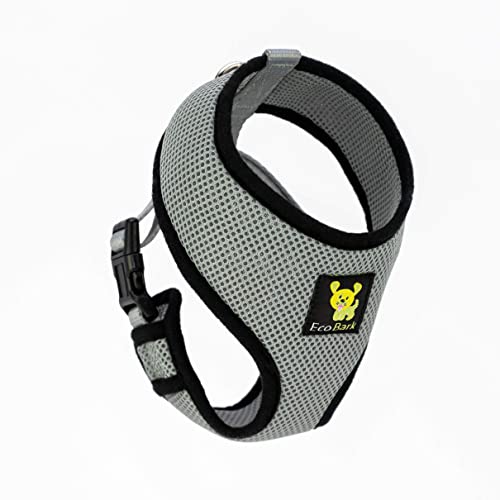 Image of EcoBark Dog Harness - Eco-Friendly Max Comfort Harnesses - Luxurious Soft Mesh Halter - Over the Head Harness Vest- No Pull and No Choke for Small, Toy Breed, and Teacup Dogs (XS, Gray)