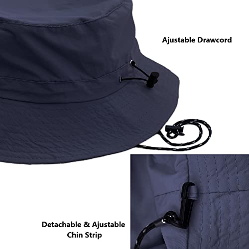 Image of woogwin Waterproof Bucket Rain Hat with Chin Strap Quick Dry Packable Boonie Sun Hat Safari Hat UV Protection