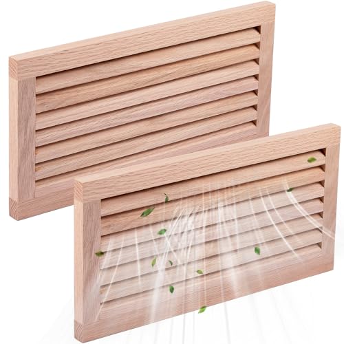 Weysat 2 Pcs 8 x 16 Inch Red Oak Hardwood Cold Air Return Wall Vent Cover Floor Register Vent Wood Return Air Grill Suitable for Various Home Decoration Styles, Unfinished