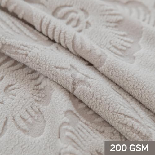 Image of HOKIPO 'Floravelle' 200gsm Knitting Jacquard Elastic 3 Seater Sofa Cover with Frill, Pastel Grey (AR-6031-LGRY)