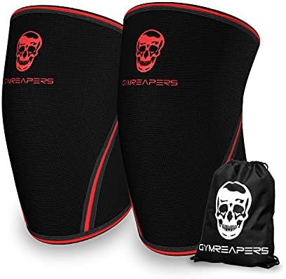 Gymreapers Knee Sleeves (1 Pair) with Gym Bag - Knee Sleeve & Compression Brace for Squats, Fitness, Weightlifting, and Powerlifting - 7MM Sleeve Pair - for Men & Women - 1 Year Warranty (Small)