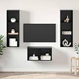 Assemblage requis: Oui Générique Ensemble Meuble TV Montage Mural Chêne Noir 37 x 37 x 107 cm,Meubles, Meubles TV, Noir (Poids 50.7KG)