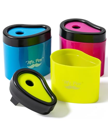 Mr. Pen- Pencil Sharpeners Handheld, 3 Pack, Manual Pencil Sharpeners Manual, Colorful Handheld Pencil Sharpener, Colored Pencil Sharpener for Kids, Back to School Supplies