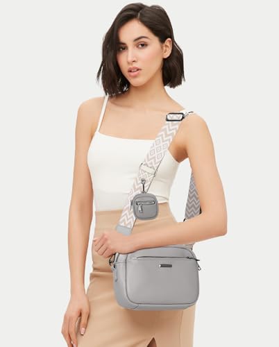 GASSDA Umhängetasche Damen PU Leder Crossbody Bag Handtasche Damen Kleine Taschen mit Abnehmbarem Schultergurt (Grau)