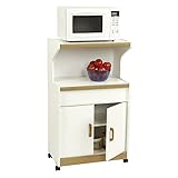 Ameriwood Home 4574GM Microwave Work Center, White/Oak Trim