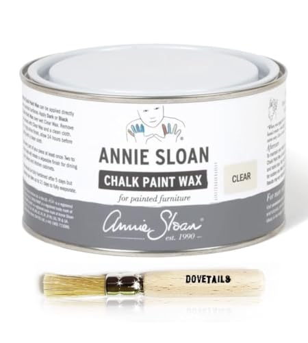 Annie Sloan Clear Wax 500 ml & Dovetails Vintage Stencil Brush 10mm Bundle Chalk Paint Finishing Kit