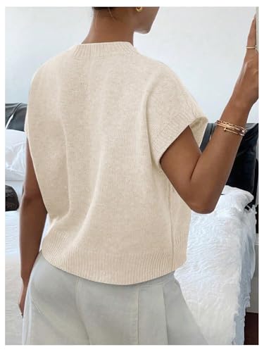 Image of SOLY HUX Women's Short Sleeve Sweater 3D Floral Sweaters Pullover Tank Tops Knit Vest Trendy Fashion Clothing