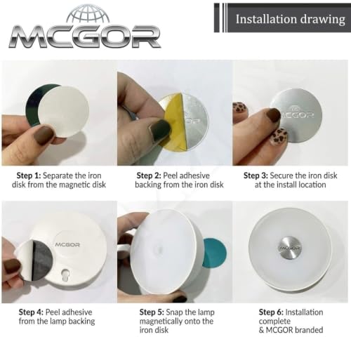 Image of MCGOR Motion Sensor Light for Home (Pack of 2) - USB Rechargeable Wireless Self-Adhesive LED Night Light for Wardrobe, Cupboard, Cabinet & Stairs