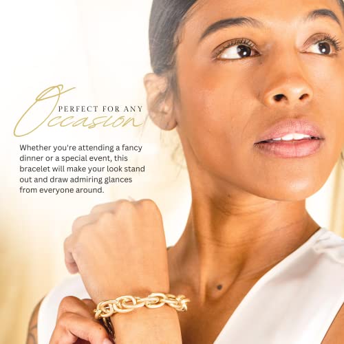 Olivia Welles Bridget Pearl Bracelets For Women In Chain Style, Adjustable Paperclip Link Chain Bracelet Statement Piece Dainty Bracelets For Women, Fashion Jewelry For Any Occasion - 3 Inch (Gold) #TOP4