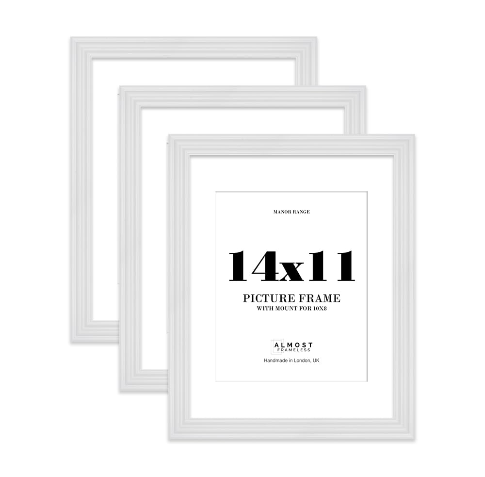 14x11" White Picture Frame - 14x11" Frame with 10x8" Mount for 14x11"/10x8" Pictures Luxurious Style Room Decor, 3 Pack โ image 1