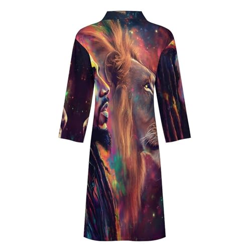 Bata de baño rasta lion ropa de dormir ligera de manga larga para hombre 6