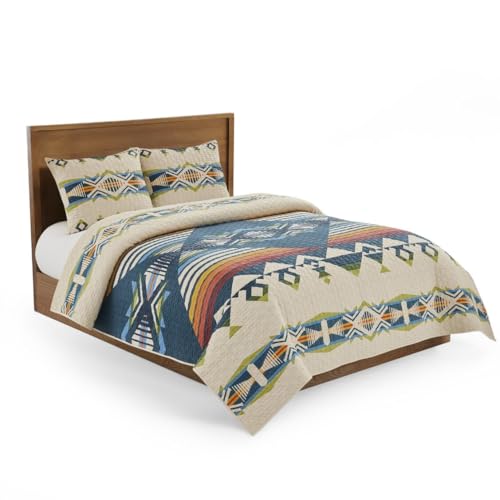 Pendleton Creekside Queen Quilt Set 100% Cotton Bed Set 3-Piece Beige