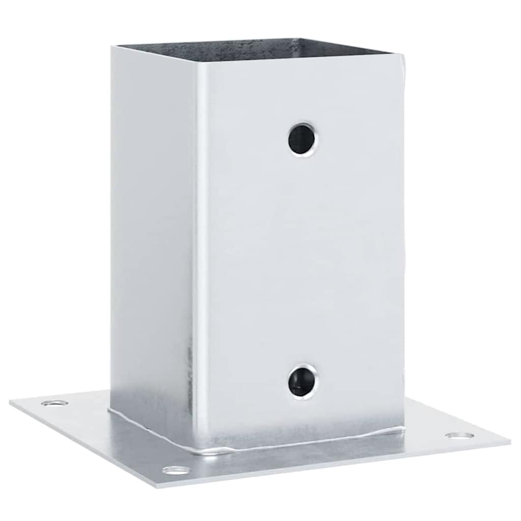 vidaXL Basi per Pali Quadrate 4 pz Argento 91x91 mm in Acciaio Zincato, base di recinzione in cemento, base del palo della recinzione, supporto del palo in metallo
