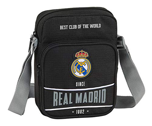 safta 612024672 Bandolera pequeña Real Madrid CF, Negro