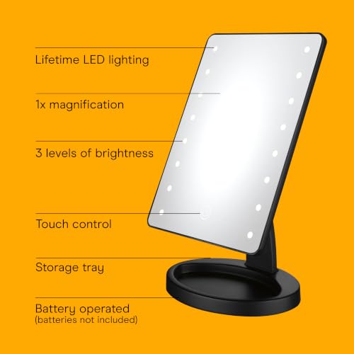 Conair Lighted Makeup Mirror, LED Vanity Mirror with Storage Base, Battery Operated in Black - image 2