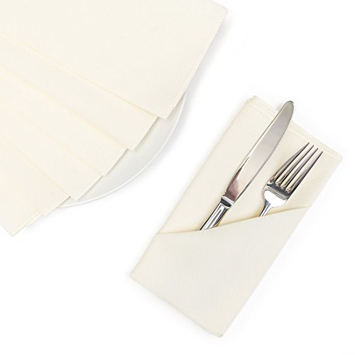 LinenTablecloth 17-Inch Polyester Napkins (1-Dozen) Ivory