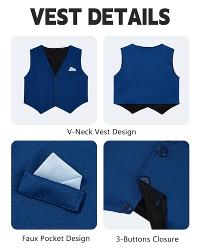 Image of YUEMION Toddler Baby Boy Clothes Suits Gentleman Dress Shirt+Bowtie+Vest+Suspender Pants Boy Formal Wedding Outfits Set 1-5T