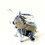 wie abgebildet geliefert Elefant aus Glas, Glastier, Glasfigur, Lauscha, Handarbeit, grau