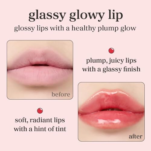 nooni korean lip oil - appleberry  long-lasting moisturizing plumping revitalizing for dry lips waterproof no peel off hydrating nourishing crystal clear 012 fl oz